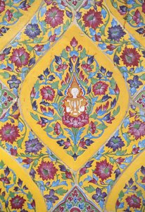 Thailandia, Wat Rachabophit, tempio buddista, dettaglio di piastrelle colorate da Unknown